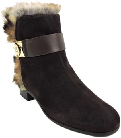 Brown Suede Chelsea Boots with Fur Lining and Trim, Ankle High Baldinini