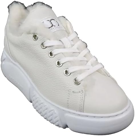 Baldinini CASADEI Italian Women's Off White Soft Leather Comfort Winter Sneakers Baldinini