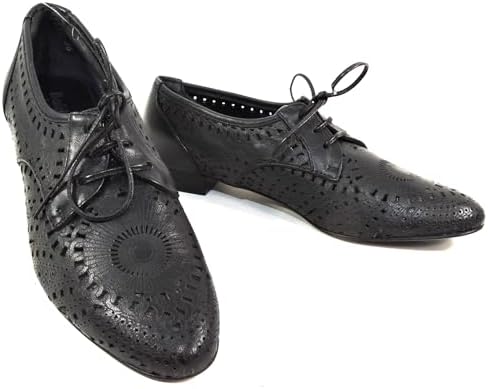 Baldinini Women's Black Leather Oxford Shoes, Perforated Design, EU Size 36 Baldinini