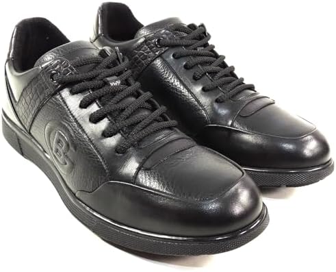 Baldinini Men's Black Leather Comfort Sneakers with Fur Insole Baldinini