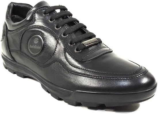 Baldinini Men's Black Leather Fashion Sneakers, Comfort, Made in Italy Baldinini