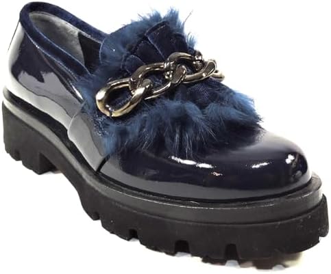 Baldinini Women's Blue Patent Leather Comfort Fashion Loafers, 36 EU Baldinini