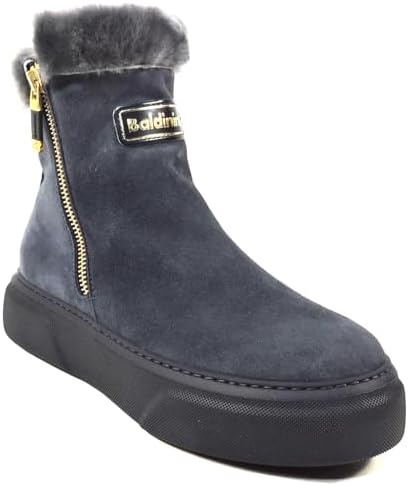 Baldinini Women's Grey Suede Fur-Lined Flat Ankle Boots Baldinini