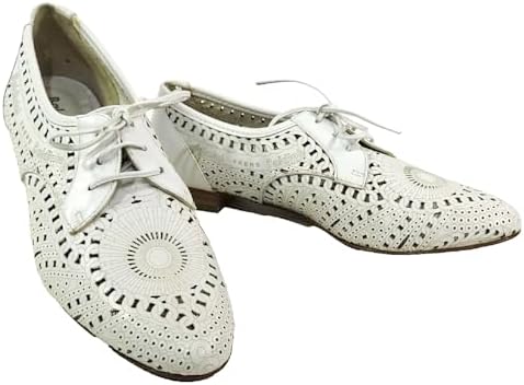 Baldinini Women's White Leather Oxford Shoes, Laser Cut Design, 36 EU Baldinini