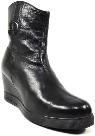 Baldinini Women's Black Leather Wedge Comfort Winter Fur Bootie, Size 41 EU Baldinini