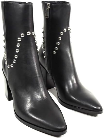 Baldinini Studded Leather Ankle Boots, Block Heel, Black Baldinini