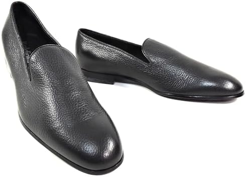 Baldinini Men's Black Deer Leather Loafers, Comfort Slip-On Dress Shoes, Italian Made Baldinini