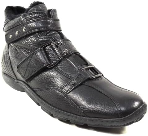 Baldinini Men's Black Soft Leather Comfort Winter Ankle Sneakers, Size 40 EU Baldinini