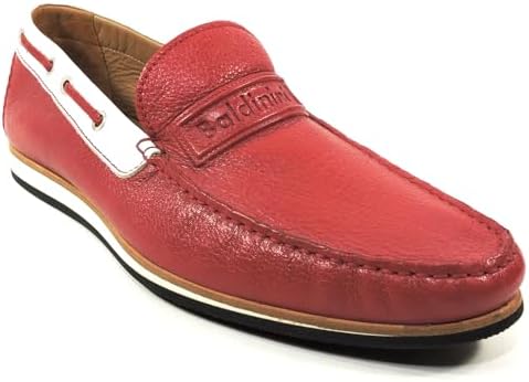 Baldinini Men's Leather Loafers, Red, Slip-On Style 43 EU Size Baldinini