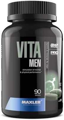 Maxler VitaMen Multivitamin for Men - High Potency Men's Multivitamins for Sports & Performance - Men's Vitamins & Minerals Blend, Amino Acids Blend, Enzyme Blend - 90 Tablets Maxler