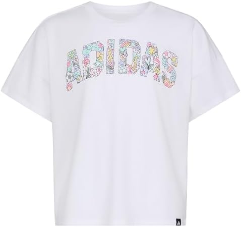 adidas Girls' Short Sleeve Drop Shoulder Graphic Tee Shirt Adidas