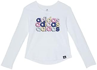 adidas Girls' Long Sleeve Cotton Scoop Neck Graphic T-Shirt Adidas