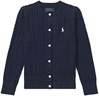 POLO RALPH LAUREN Girl's Cable Knit Cotton Cardigan (Little Kids) Hunter Navy 6 Little Kid Polo Ralph Lauren