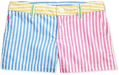 POLO RALPH LAUREN Little Girls Striped Cotton Poplin Shorts (4, White(2001)/Y_B) Polo Ralph Lauren