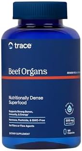 Trace Minerals Beef Organ, 600mg - Bone & Energy Health Support Supplement - Nutritional Supplement Aids Healthy Organs - Healthy Hearth & Immunity Support with Minerals - 180 Capsules (30 Servings) Trace Minerals