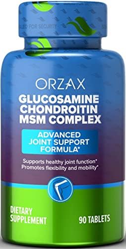 ORZAX All-in-one Joint Support Supplement with Glucosamine Chondroitin MSM - Turmeric, Collagen, Bromelain & Boswellia Extract Capsules, Function & Comfort - 90 Tablets Orzax