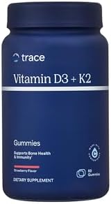 Trace Minerals | Vitamin D3 + K2 Gummies | 5,000 IU D3 + 50 mcg K2 | Vegan, Sugar Free, Gluten Free, Natural Strawberry Flavor | 60 Servings Trace Minerals