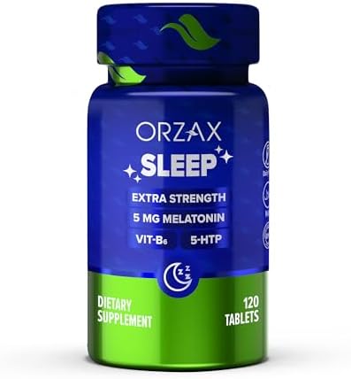 ORZAX Sleep - Melatonin 5 mg, Vitamin B6 & 5-HTP Supplement - Restful Sleep Vitamins for Adults (120 Tablets) Orzax