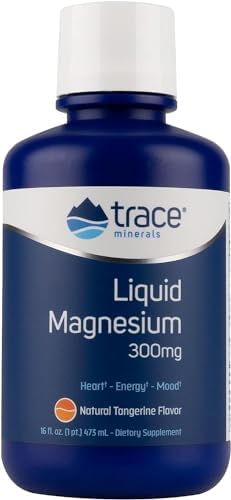 Trace Minerals Magnesium Liquid 300mg - Energy & Heart Health Support Supplement - Minerals to Aid Digestion & Hydration - Support Healthy Bones - Natural Tangerine Flavor, 16 fl oz (32 Servings) Trace Minerals