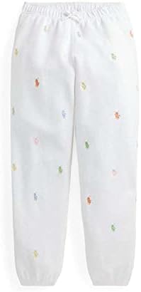 Polo Ralph Lauren Girls Fleece Allover Pony Joggers Pants 6 6X White Polo Ralph Lauren