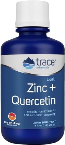 Trace Minerals Liquid Zinc Plus Quercetin - Digestive & Immune Health Supplement - Mineral Supplement with Zinc & Quercetin - Antioxidant & Heart Health Support - Orange Mango, 16 fl oz (32 Servings) Trace Minerals