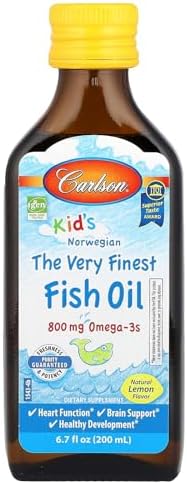 Carlson Kid's The Very Finest Fish Oil, Lemon, Norwegian, 800 mg Omega-3s, 200 mL Carlson