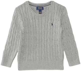 POLO RALPH LAUREN Boy's Cable-Knit Cotton Sweater (Toddler/Little Kid) Andover Heather/C7932 4T Polo Ralph Lauren