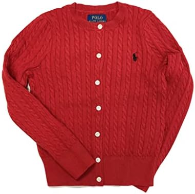 Ralph Lauren Polo Girls Cotton Knit Cable Cardigan Sweater (Madison Red, 2T) Polo Ralph Lauren