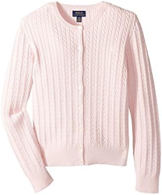 Polo Ralph Lauren Kids Girl's Cable Knit Cotton Cardigan (Little Kids/Big Kids) Hint of Pink/Nevis Pony Player SM (7 Little Kids) Polo Ralph Lauren