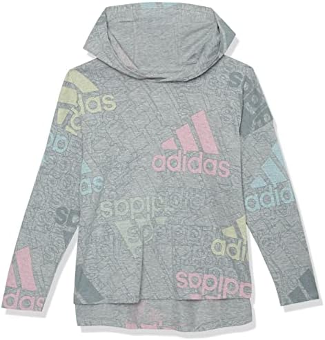 adidas Girls' Long Sleeve Hooded Graphic Tee Adidas