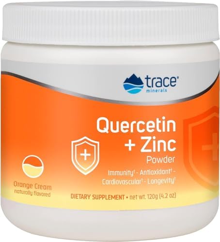 Trace Minerals Quercetin Plus Zinc Powder - Antioxidant Supplement for Immune Support - Mineral Supplement Aids Cardiovascular Health - Includes Vitamin C & Ionic - Orange Cream, 120g (30 Servings) Trace Minerals