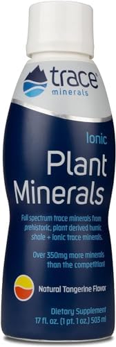 Trace Minerals | Liqiud Ionic Plant Minerals | Dietary Supplement | Certified Vegan, Non GMO, Gluten Free, BPA Free, Third Party Tested | Tangerine | 17 Fl Oz Trace Minerals