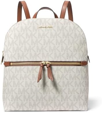 Michael Kors Dallas Medium Signature Logo Backpack (Vanilla/Luggage) Michael Kors