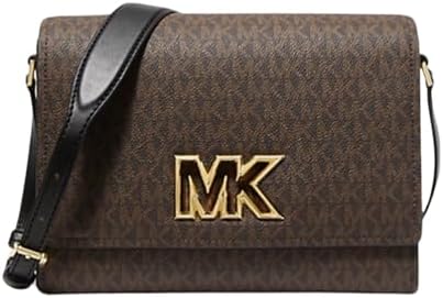 Michael Kors Mimi Medium Leather Messenger Bag (Brown/Black) Michael Kors