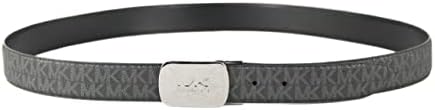 Michael Kors Men's Cut to Fit Reversible PVC Leather MK Plaque Belt (Black) Michael Kors