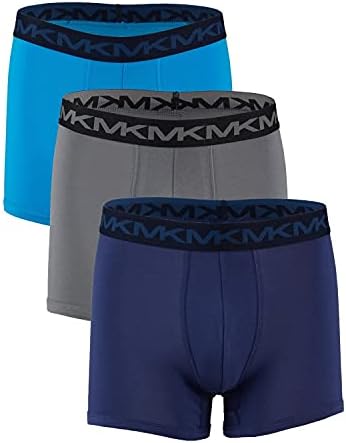 Michael Kors Men`s Stretch Factor Boxer Briefs 3 Pack (Grey(9S11X10-453)/Blue, Small) Michael Kors