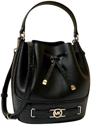 Michael Kors Reed MD Belted Bucket Messenger Bag Exotic/smooth Leather Black - 35F4G6RM2A Michael Kors