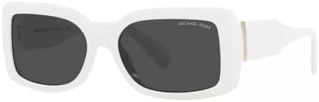 Michael Kors Woman Sunglasses Optic White Frame, Dark Grey Solid Lenses, 56MM Michael Kors