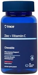 Trace Minerals Zinc Plus Vitamin C - Chewable Multivitamin for Enzyme Function & Healthy Growth Support - Vitamin & Mineral Supplement for Immune Health - Raspberry, 60 Chewable Wafers (60 Servings) Trace Minerals