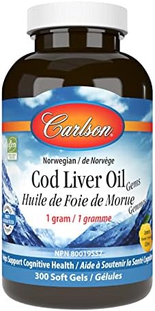 Carlson Labs Cod Liver Oil, Low Vitamin A, 230mg Omega-3, 300 Count Carlson