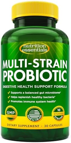 Multi Strain Probiotic for Men and Women with 60 Billion CFU - Probiotics Digestive Health to Support Gut Health, Prebiotics & Probiotic for Men's Digestive and Immune Health, 30 Probiotics Capsules Nutrition Essentials