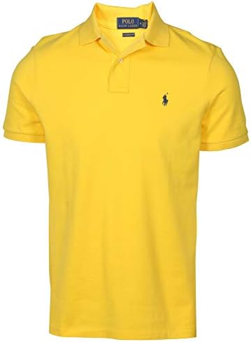 Polo RL Men's Classic Fit Mesh Pony Shirt-Yellow/Navy Pony-Large Polo Ralph Lauren