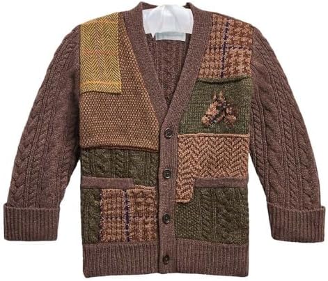 Polo Ralph Lauren Baby Girls Boys Collection Patchwork Equestrian Cardigan Sweater 3-6 Months Brown Polo Ralph Lauren