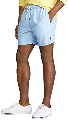 Polo Ralph Lauren Mens Printed Swim Shorts Beach Trunks with Strings (Sky Blue, XX-Large) Polo Ralph Lauren