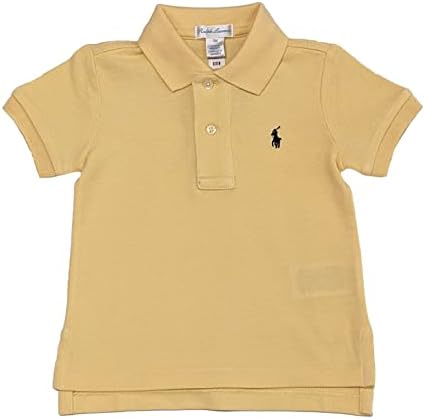 POLO RALPH LAUREN Infant Boys Mesh Classic Fit Polo Shirt (6M, Pale Yellow (Navy Pony)) Polo Ralph Lauren