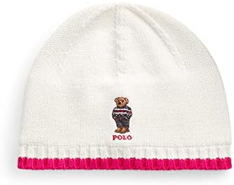 POLO RALPH LAUREN Baby Girls Polo Bear Cotton Beanie (C_P(1004)/B, 9-24 Months) Polo Ralph Lauren