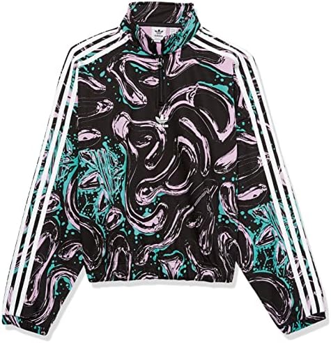 adidas Originals Girls' All-Over Printed Half Zip Crop Crew Sweatshirt Adidas Originals