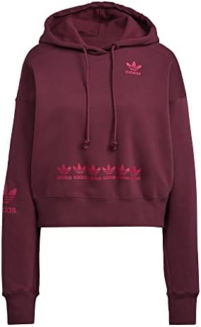 adidas Originals Trefoil Logo Play Cropped Hoodie Victory Crimson SM adidas Originals