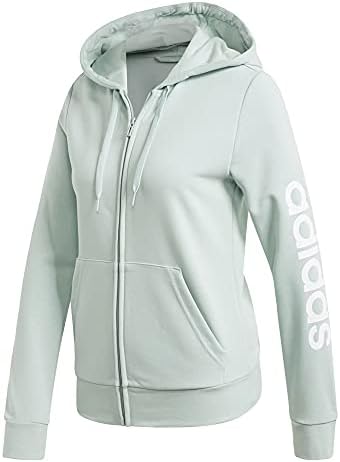 adidas womens Essentials Linear Hoodie Green Tint Small adidas Originals