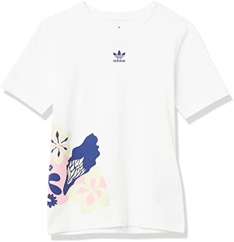 adidas Originals Girls' Flower Printed Tee, Core White, X-Small Adidas Originals